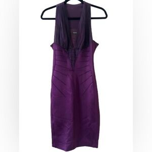 Versace Purple Scuba Style Halter Neck Sleeveless Dress 
Size 40 / Small